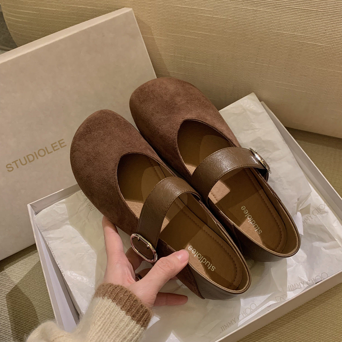 Women's Mary Jane Flat Shoes Sheepskin Buckle Comfort