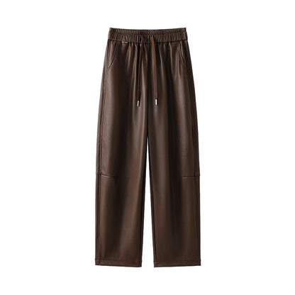 Women's Matte PU Leather High Waisted Tapered Pants