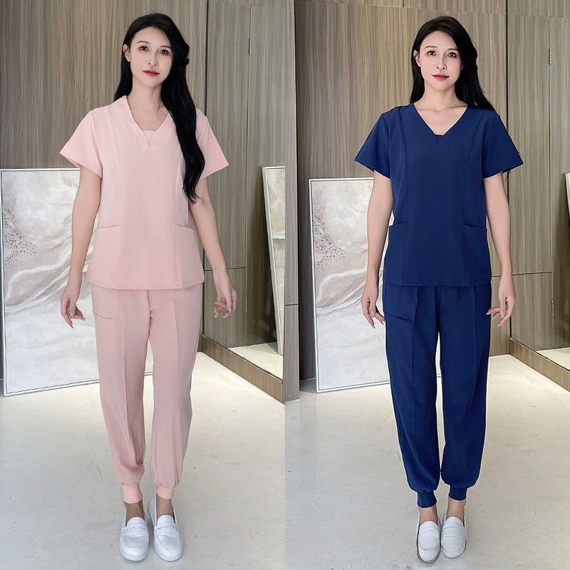Women's Medical Work Suit Short Sleeve Elastic Scrubs