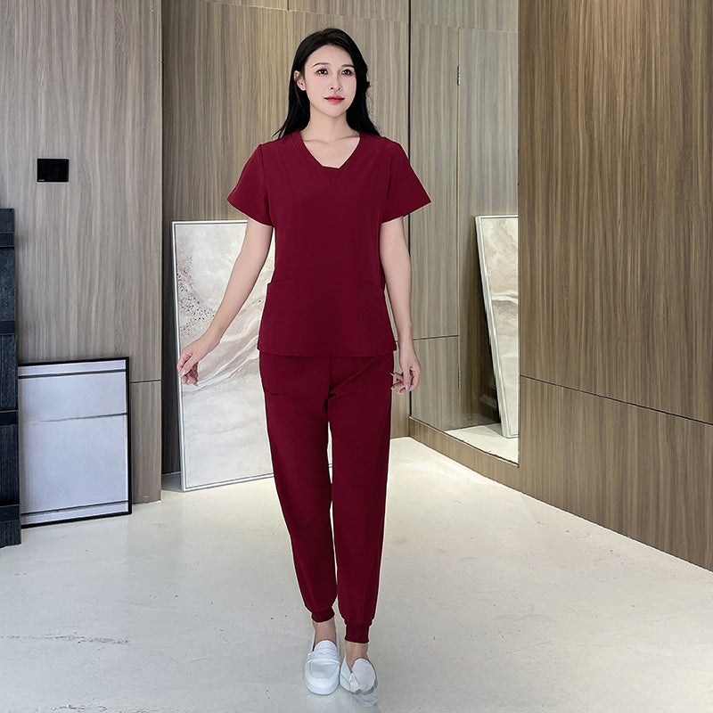 Women's Medical Work Suit Short Sleeve Elastic Scrubs