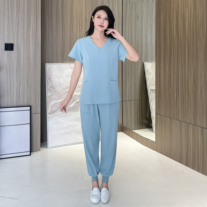 Women's Medical Work Suit Short Sleeve Elastic Scrubs