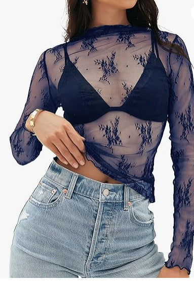 Women's Mesh Lace Layered Blouse