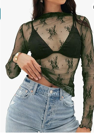 Women's Mesh Lace Layered Blouse