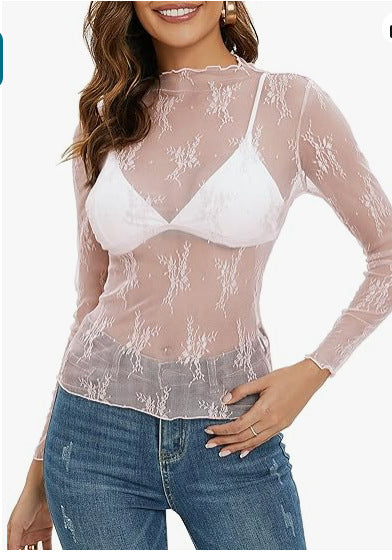 Women's Mesh Lace Layered Blouse