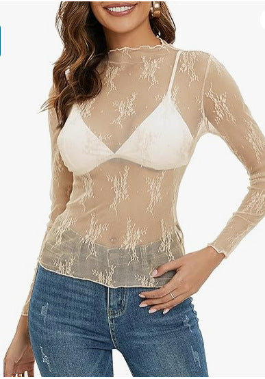 Women's Mesh Lace Layered Blouse