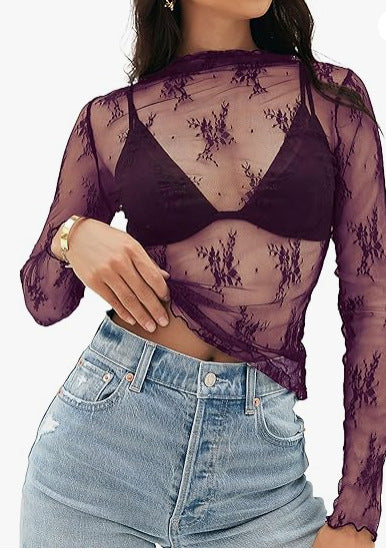 Women's Mesh Lace Layered Blouse