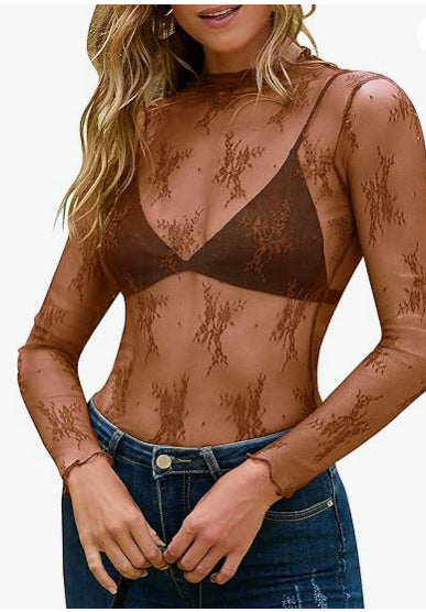 Women's Mesh Lace Layered Blouse