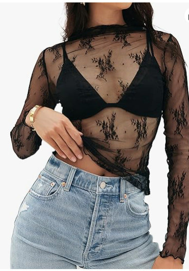 Women's Mesh Lace Layered Blouse