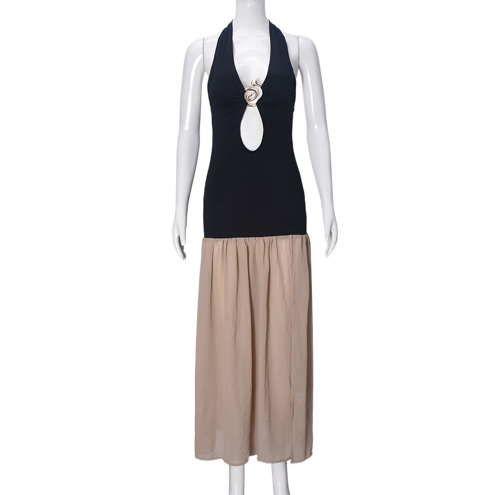 Women's Metal Decor Cut Out Dress