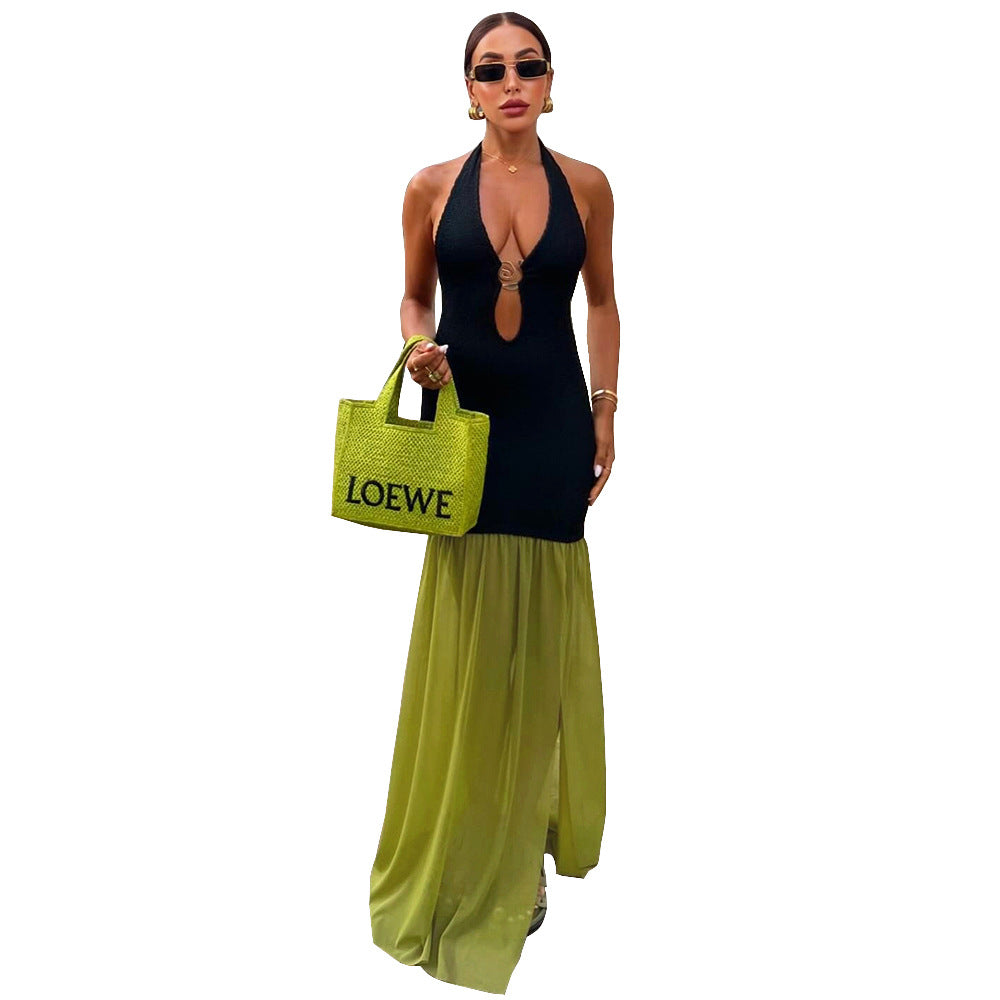 Women's Metal Decor Cut Out Dress