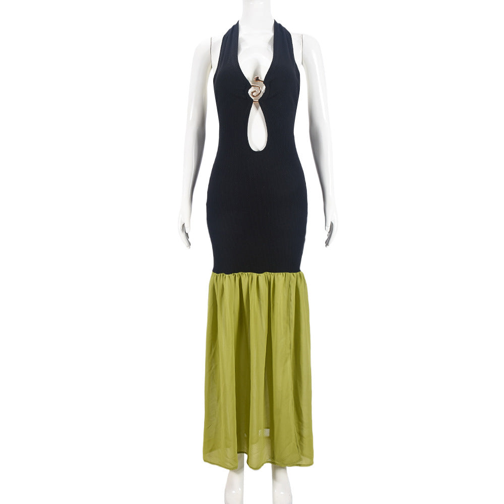 Women's Metal Decor Cut Out Dress