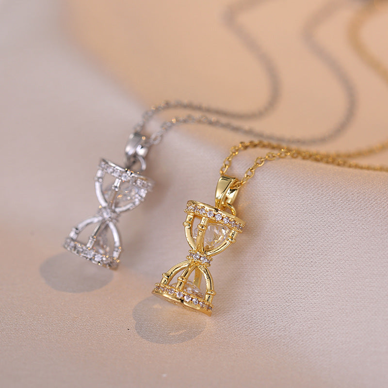 Women's Micro-inlaid Zircon Hourglass Necklace.