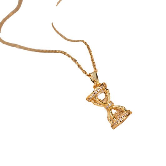 Women's Micro-inlaid Zircon Hourglass Necklace.