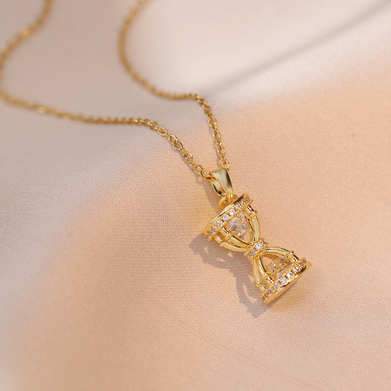 Women's Micro-inlaid Zircon Hourglass Necklace.