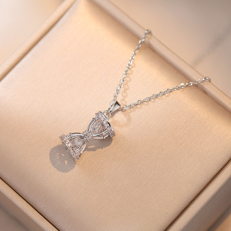 Women's Micro-inlaid Zircon Hourglass Necklace.