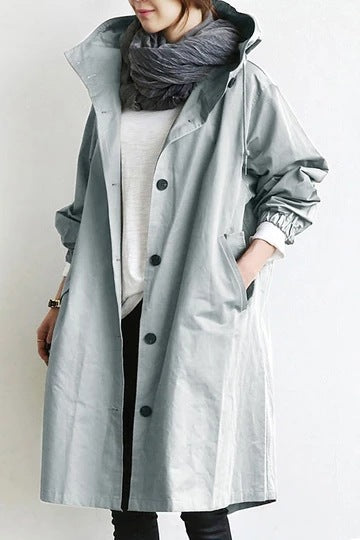 Women's Mid-Length Waterproof Windbreaker Coat