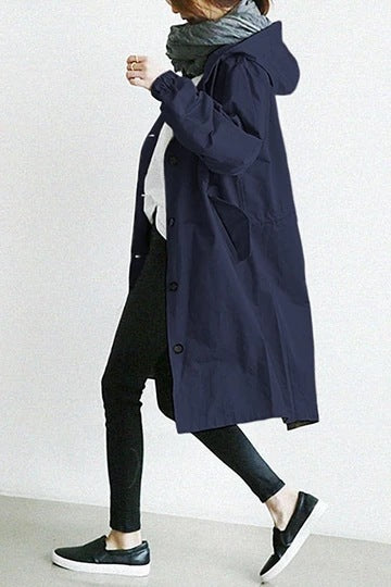 Women's Mid-Length Waterproof Windbreaker Coat