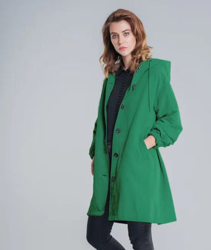Women's Mid-Length Waterproof Windbreaker Coat