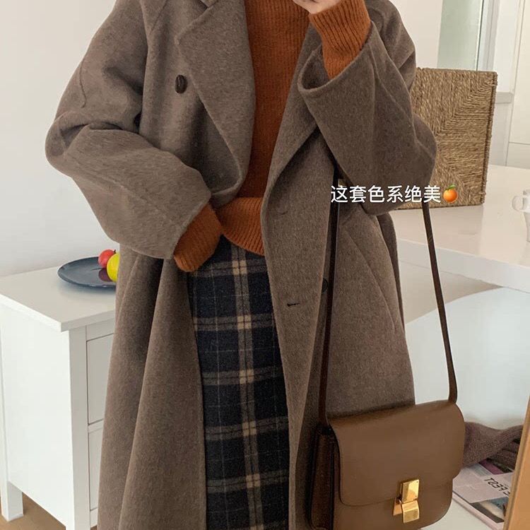 Women's mid-length woolen coat