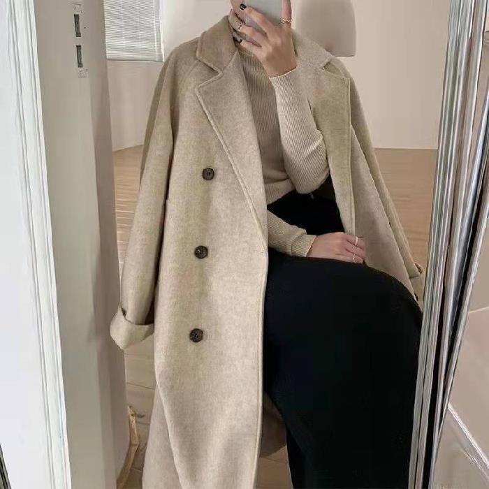 Women's mid-length woolen coat