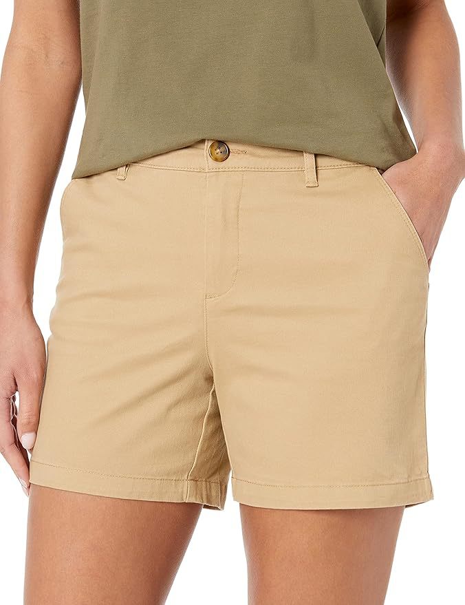 Women's Mid-Waist Khaki Shorts