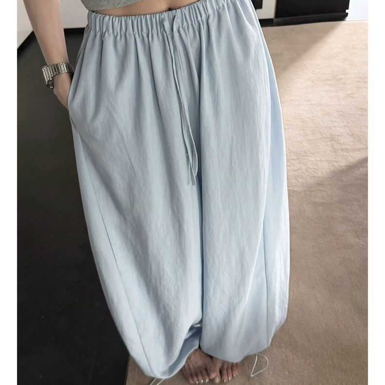 Women's Milk Leather Wide-Leg Lantern Pants