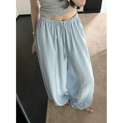 Women's Milk Leather Wide-Leg Lantern Pants