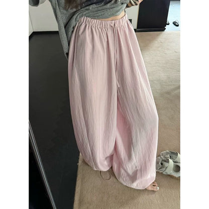 Women's Milk Leather Wide-Leg Lantern Pants