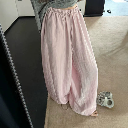 Women's Milk Leather Wide-Leg Lantern Pants