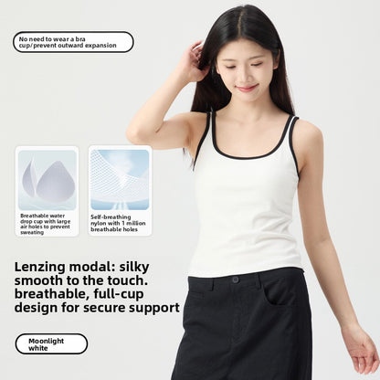 Women's Modal Cotton Camisole with Built-in Bra
