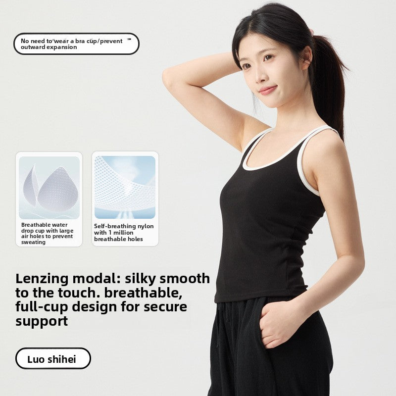 Women's Modal Cotton Camisole with Built-in Bra