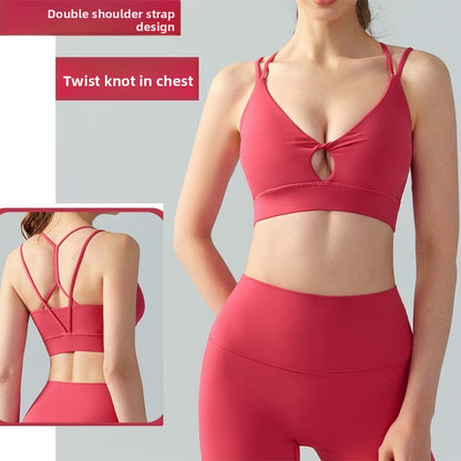 Women's Naked Shoulder Strap Hollow Chest Kink Sports Bra