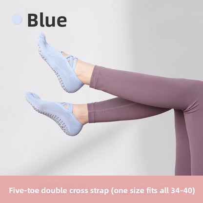Women's Non-Slip Five-Toe Yoga Socks with Double Cross Straps