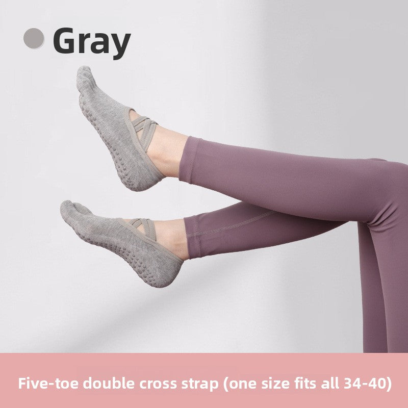 Women's Non-Slip Five-Toe Yoga Socks with Double Cross Straps