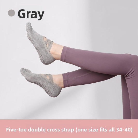 Women's Non-Slip Five-Toe Yoga Socks with Double Cross Straps