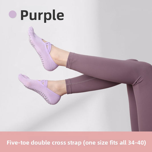 Women's Non-Slip Five-Toe Yoga Socks with Double Cross Straps