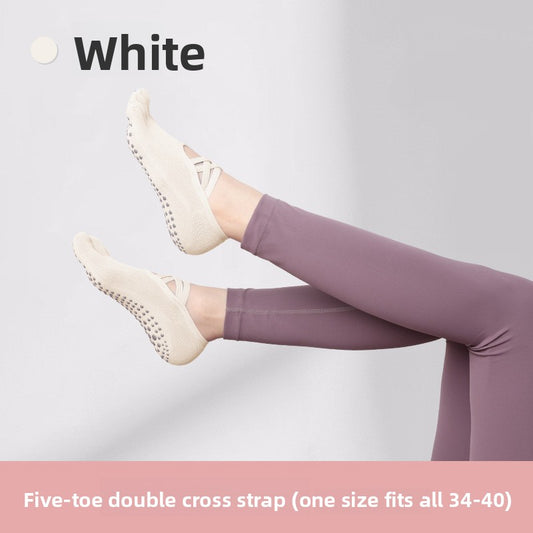 Women's Non-Slip Five-Toe Yoga Socks with Double Cross Straps