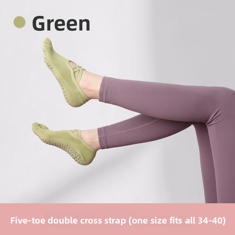 Women's Non-Slip Five-Toe Yoga Socks with Double Cross Straps
