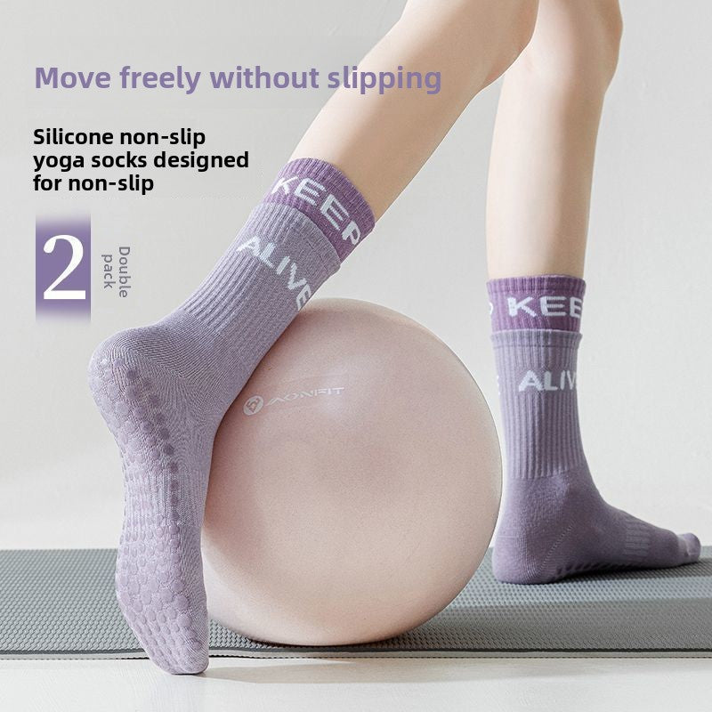 Women's Non-Slip Yoga Socks Mid-Calf Breathable Fitness Socks