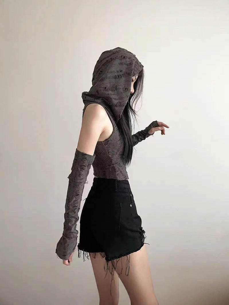Women's Off-Shoulder Hooded Top