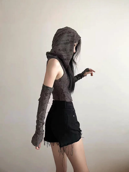Women's Off-Shoulder Hooded Top