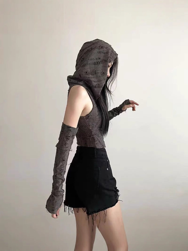 Women's Off-Shoulder Hooded Top