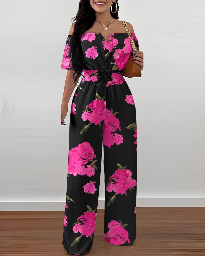 Women's One-Shoulder V-Neck Straight Jumpsuit