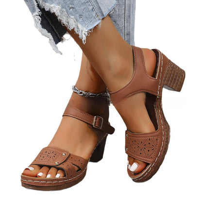 Women's One-Strap High-Heeled Sandals with Buckle