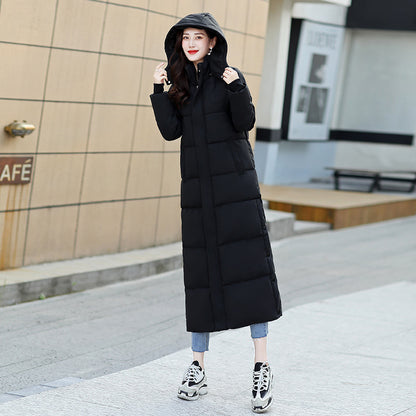 Women's over-the-knee thickened cotton coat