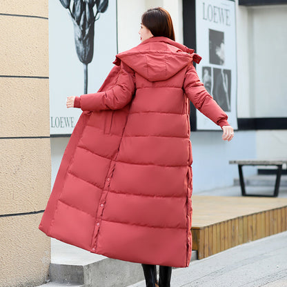 Women's over-the-knee thickened cotton coat