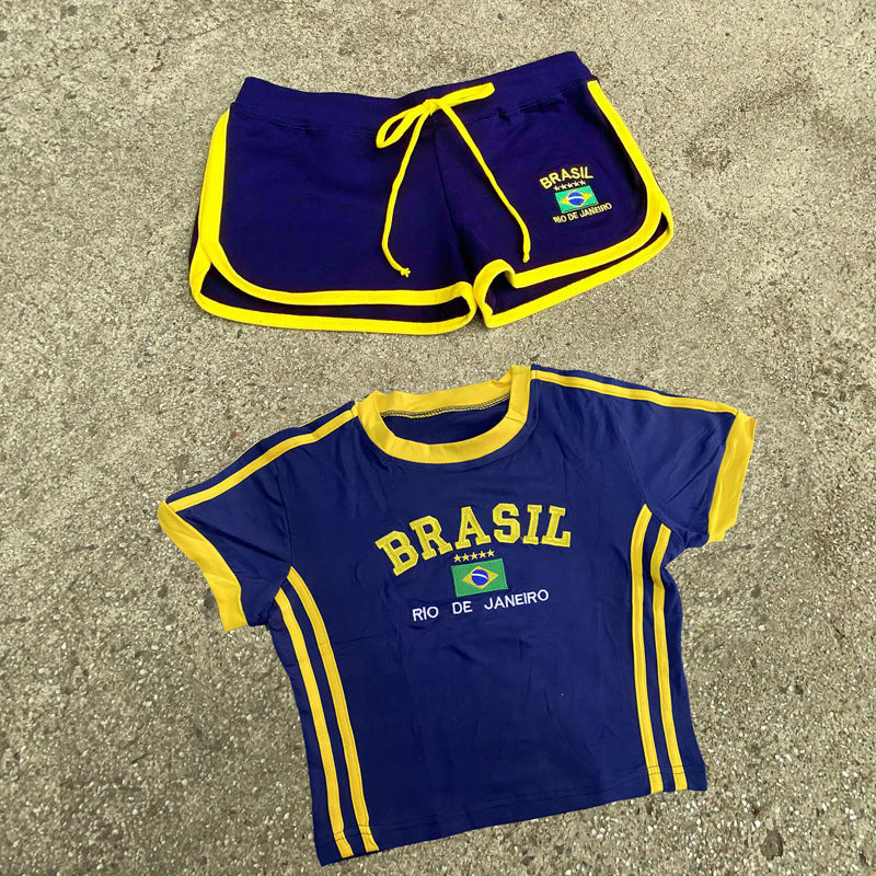Women's Patchwork Embroidered Sport Suit