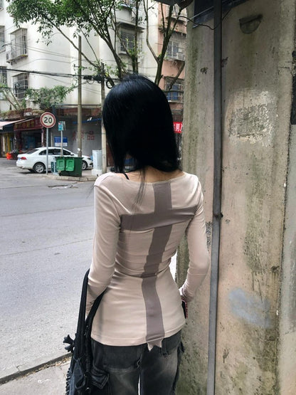 Women's Patchwork Long Sleeve T-Shirt