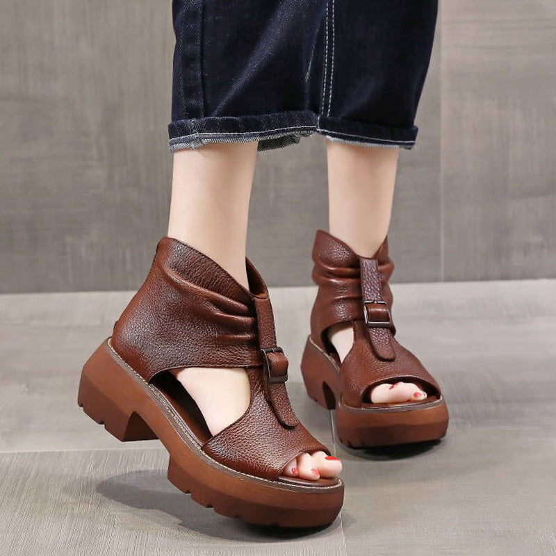 Women's Peep Toe Chunky Heel Sandals