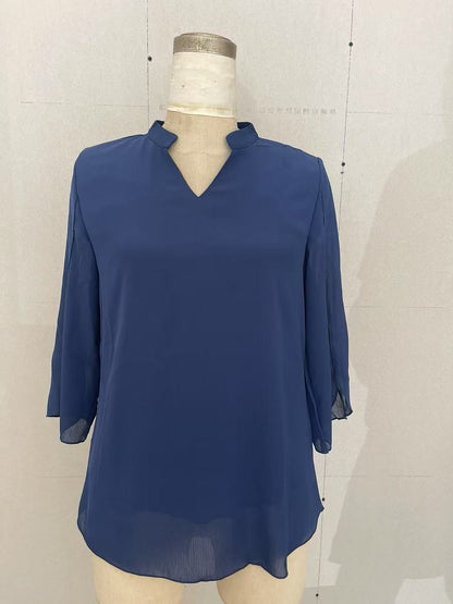 Women's Petal Sleeve V-Neck Chiffon Blouse